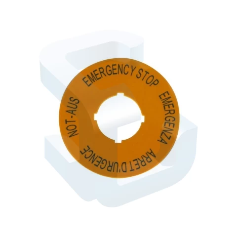 Eticheta pentru buton oprire de urgenta, inscriptionat, diametru 90 mm